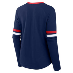 Atlanta Braves Fanatics Women's Won & Done Raglan Lace-Up Long Sleeve T-Shirt - MLB T-shirts