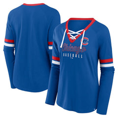 Chicago Cubs Fanatics Women's Won & Done Raglan Lace-Up Long Sleeve T-Shirt - MLB T-shirts
