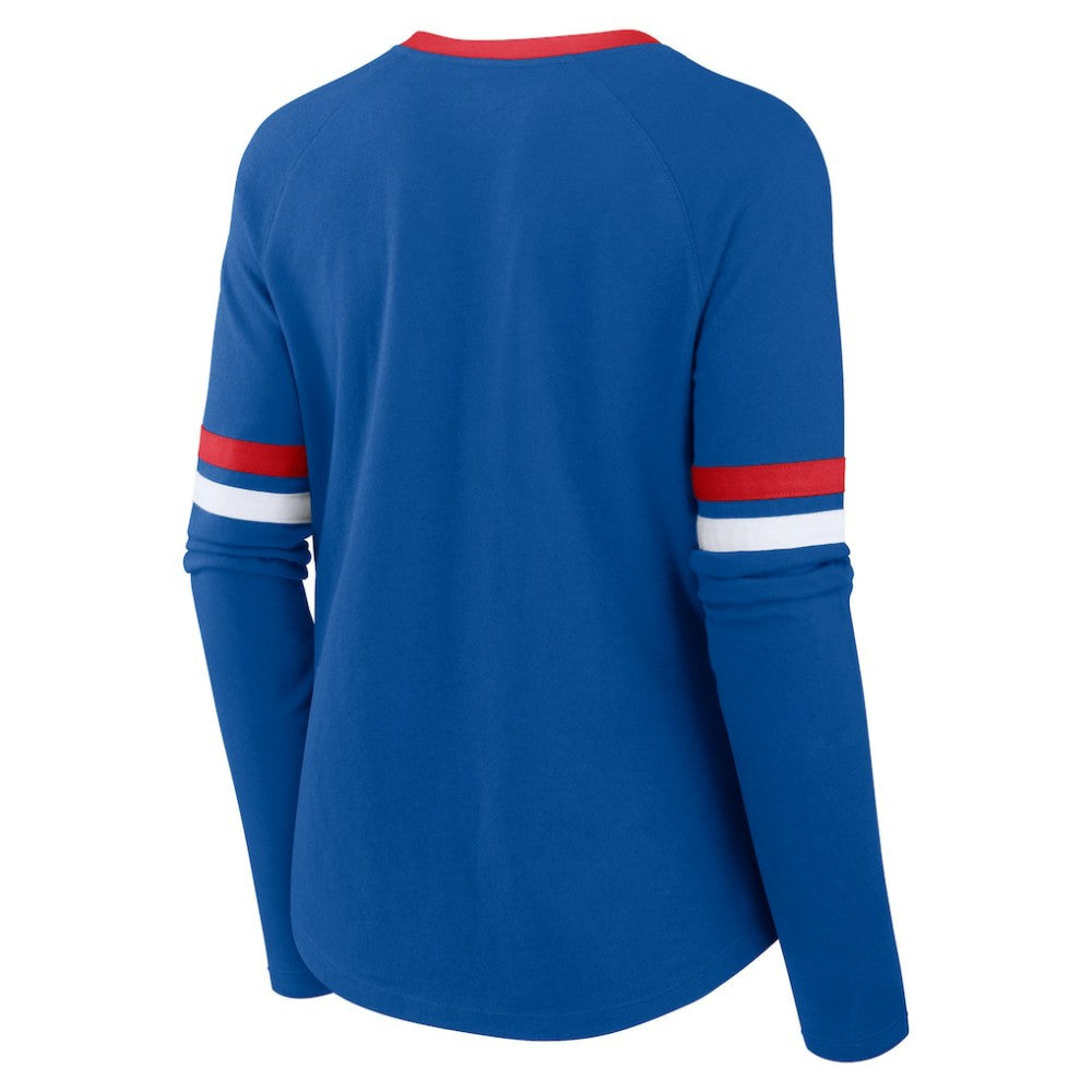 Chicago Cubs Fanatics Women's Won & Done Raglan Lace-Up Long Sleeve T-Shirt - MLB T-shirts