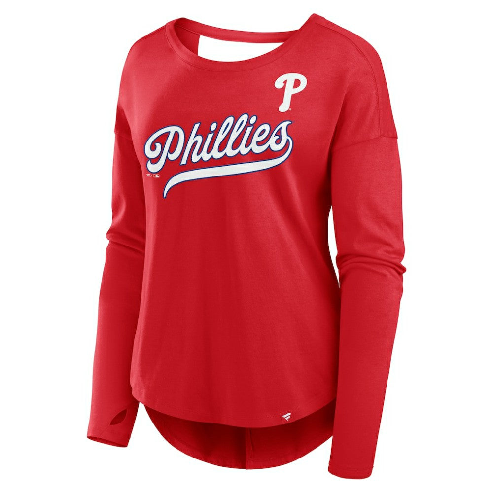Philadelphia Phillies Fanatics Women's Core Boat Neck Long Sleeve T-Shirt  - MLB T-shirts