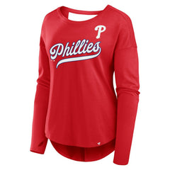 Philadelphia Phillies Fanatics Women's Core Boat Neck Long Sleeve T-Shirt  - MLB T-shirts