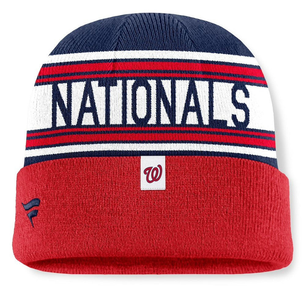 Washington Nationals Fanatics Fundamental Team Stripe Cuffed Knit Hat - MLB Hats