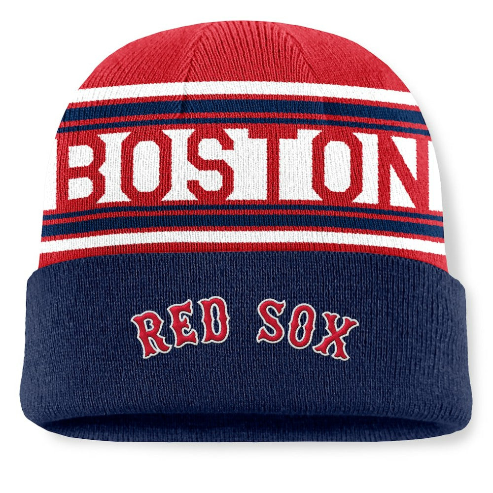 Boston Red Sox Fanatics Fundamental Team Stripe Cuffed Knit Hat - MLB Hats
