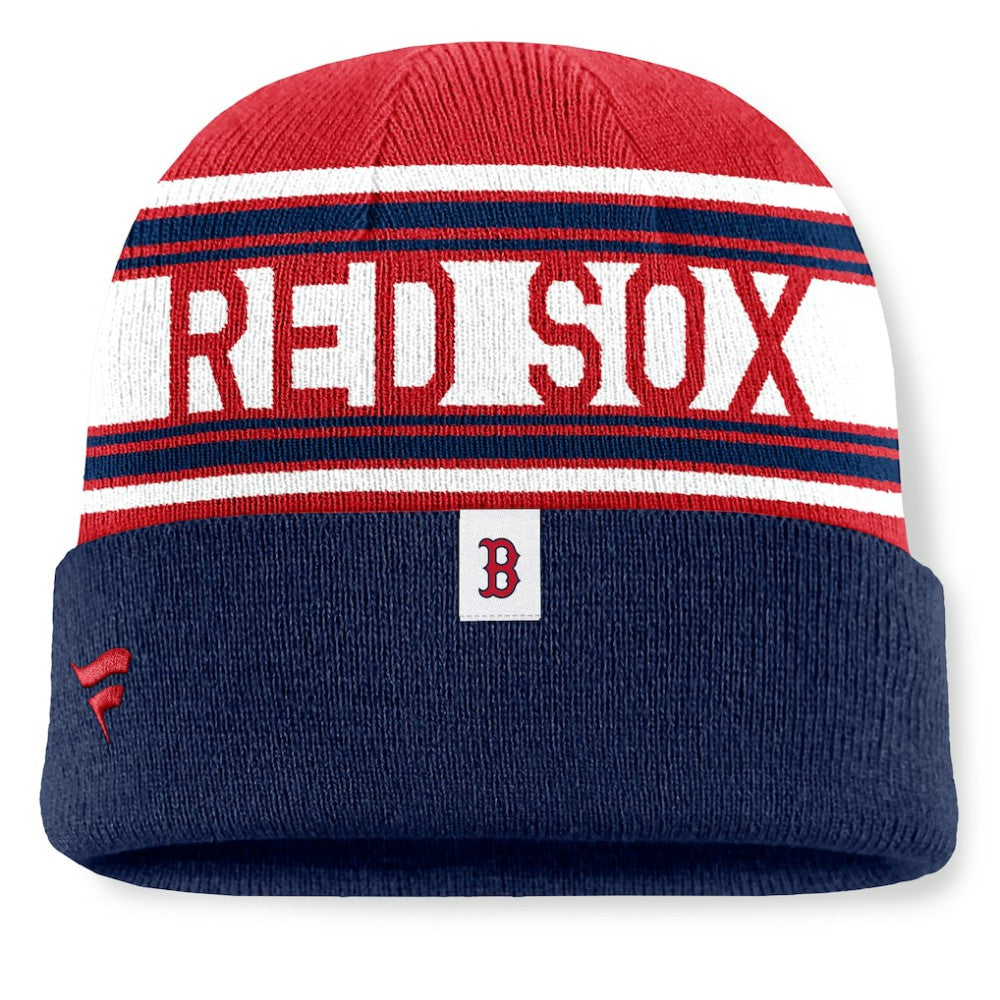 Boston Red Sox Fanatics Fundamental Team Stripe Cuffed Knit Hat - MLB Hats