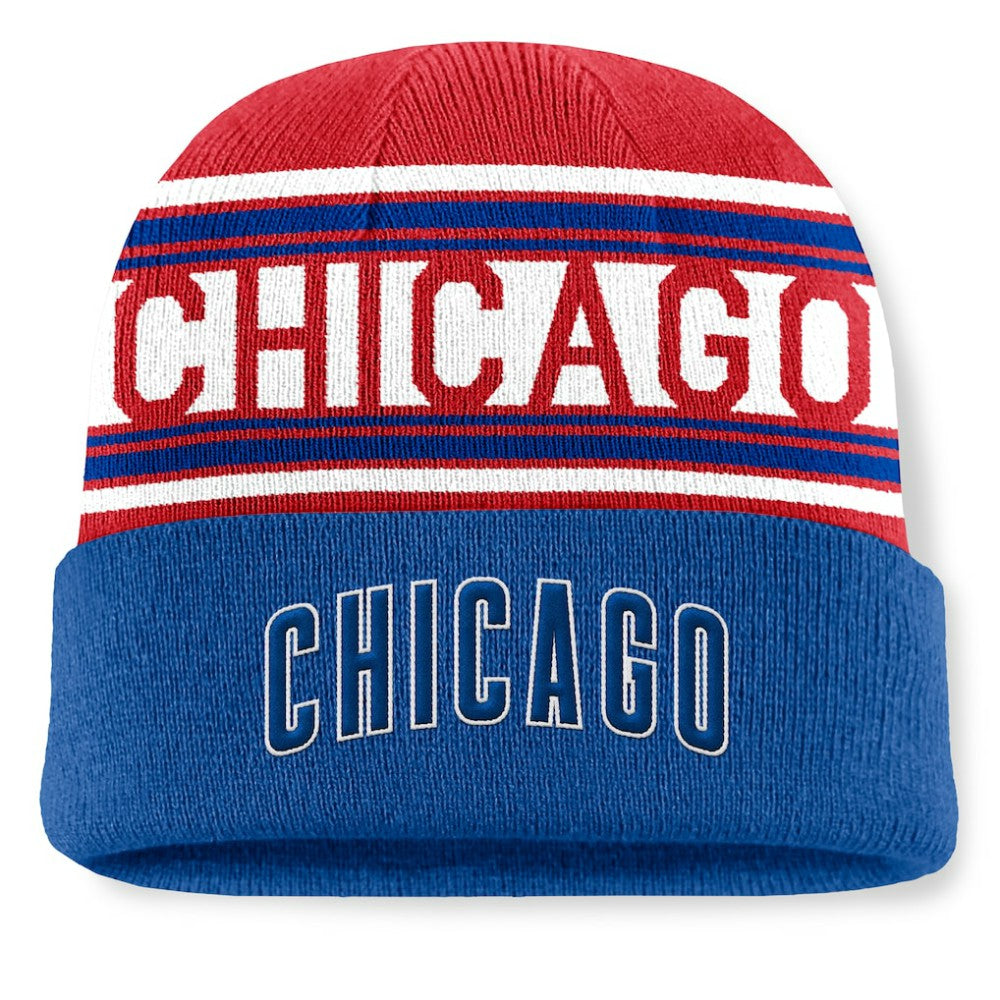Chicago Cubs Fanatics Fundamental Team Stripe Cuffed Knit Hat - MLB Hats
