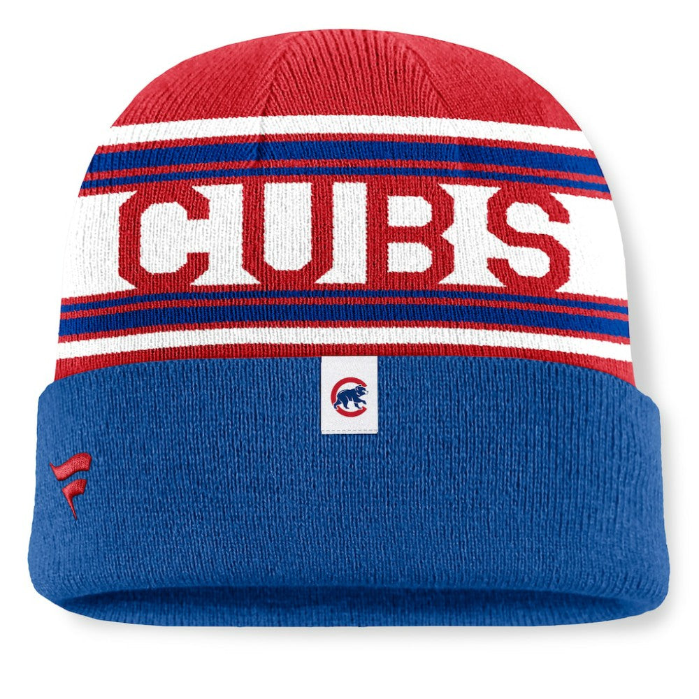 Chicago Cubs Fanatics Fundamental Team Stripe Cuffed Knit Hat - MLB Hats