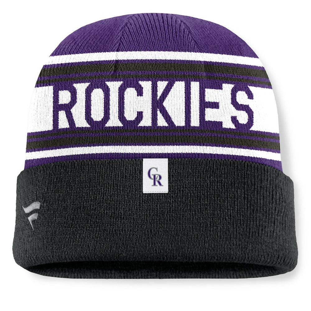 Colorado Rockies Fanatics Fundamental Team Stripe Cuffed Knit Hat - MLB Hats