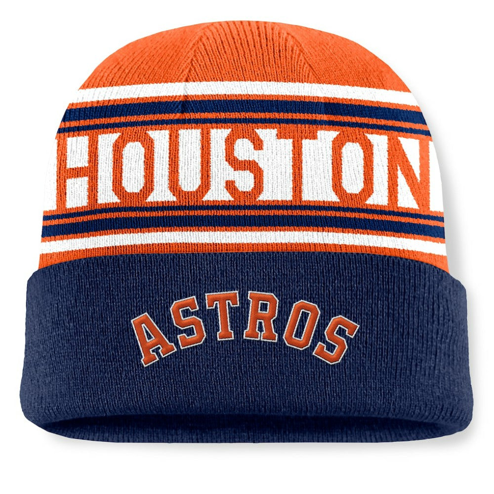 Houston Astros Fanatics Fundamental Team Stripe Cuffed Knit Hat - MLB Hats