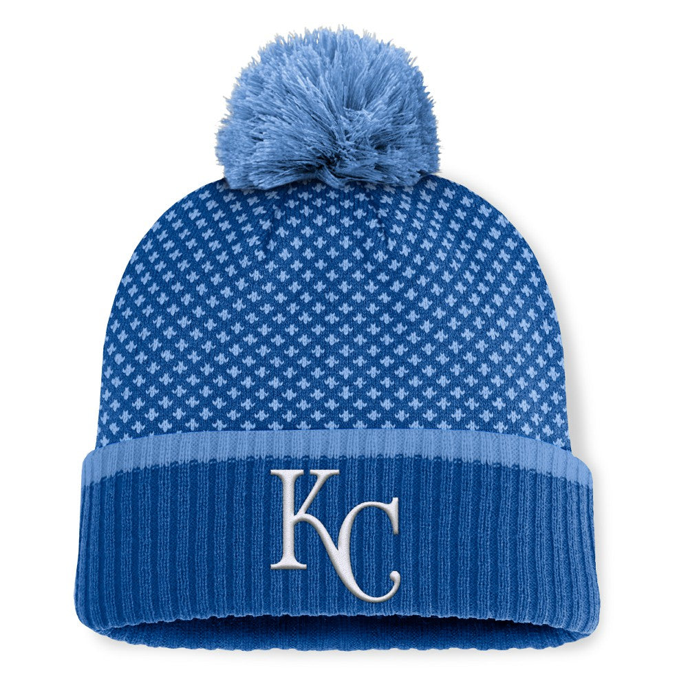 Kansas City Royals Fanatics Women's Fundamental Jacquard Cuffed Knit Hat with Pom - MLB Hats