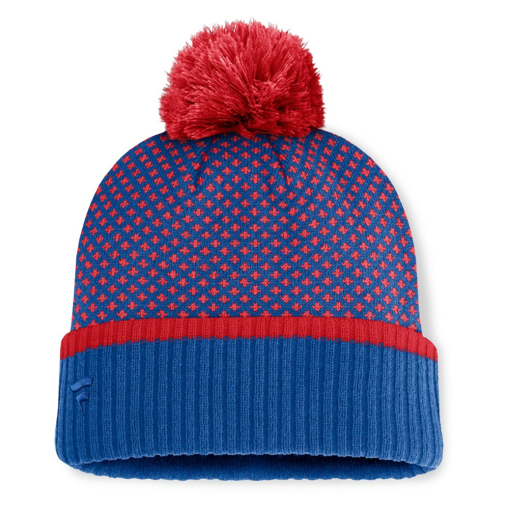 Chicago Cubs Fanatics Women's Fundamental Jacquard Cuffed Knit Hat with Pom - MLB Hats