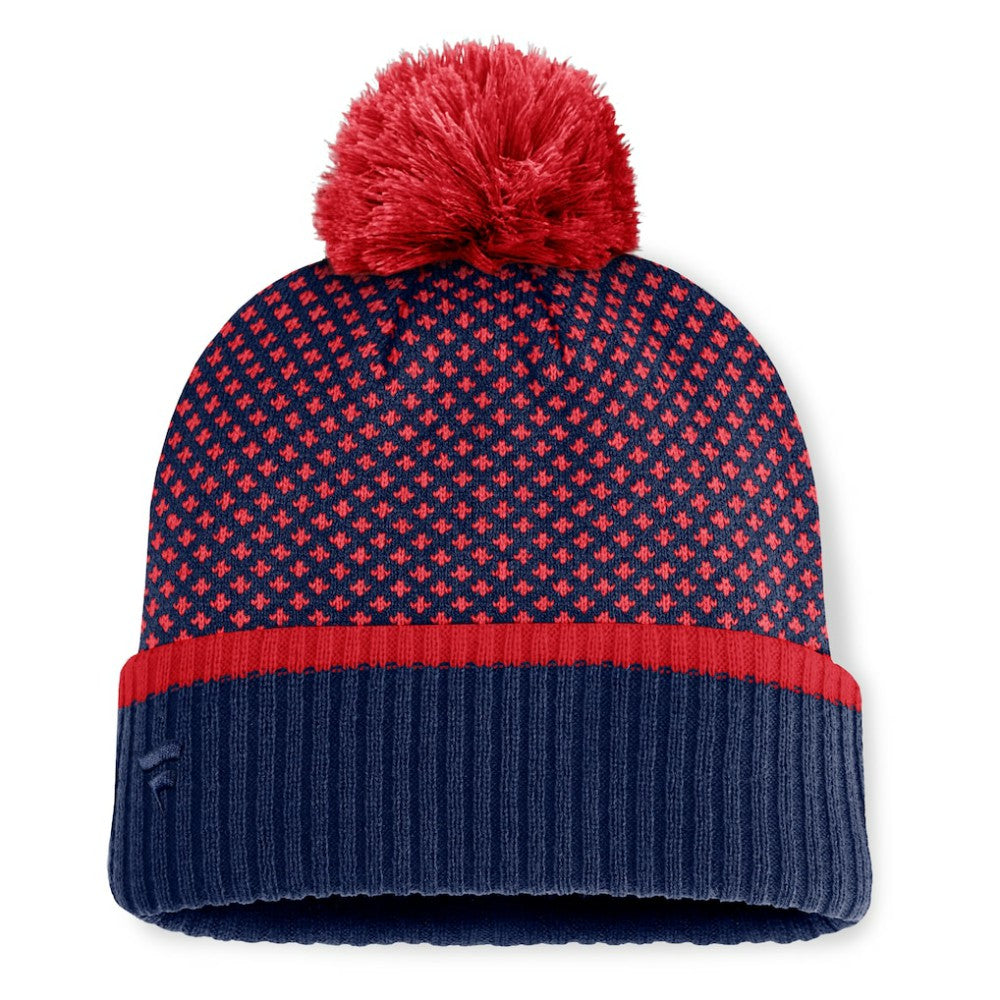 Boston Red Sox Fanatics Women's Fundamental Jacquard Cuffed Knit Hat with Pom - MLB Hats
