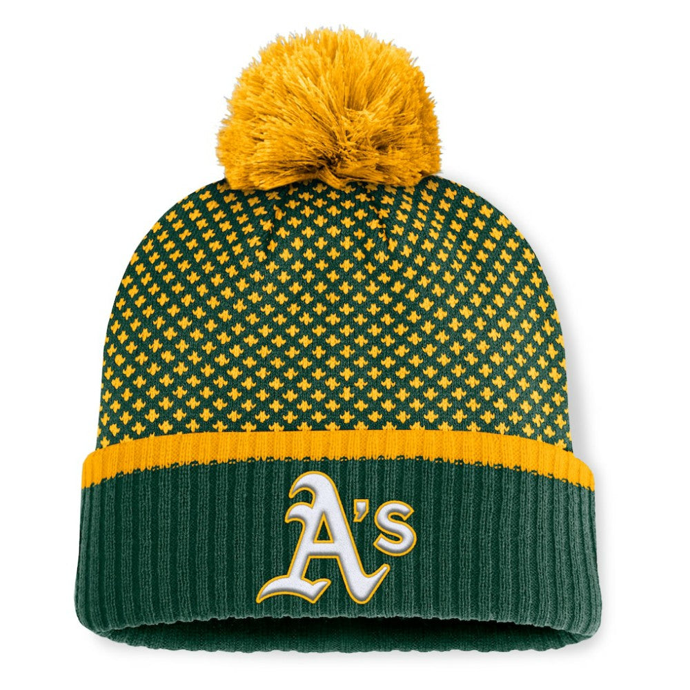 Athletics Fanatics Women's Fundamental Jacquard Cuffed Knit Hat with Pom - MLB Hats