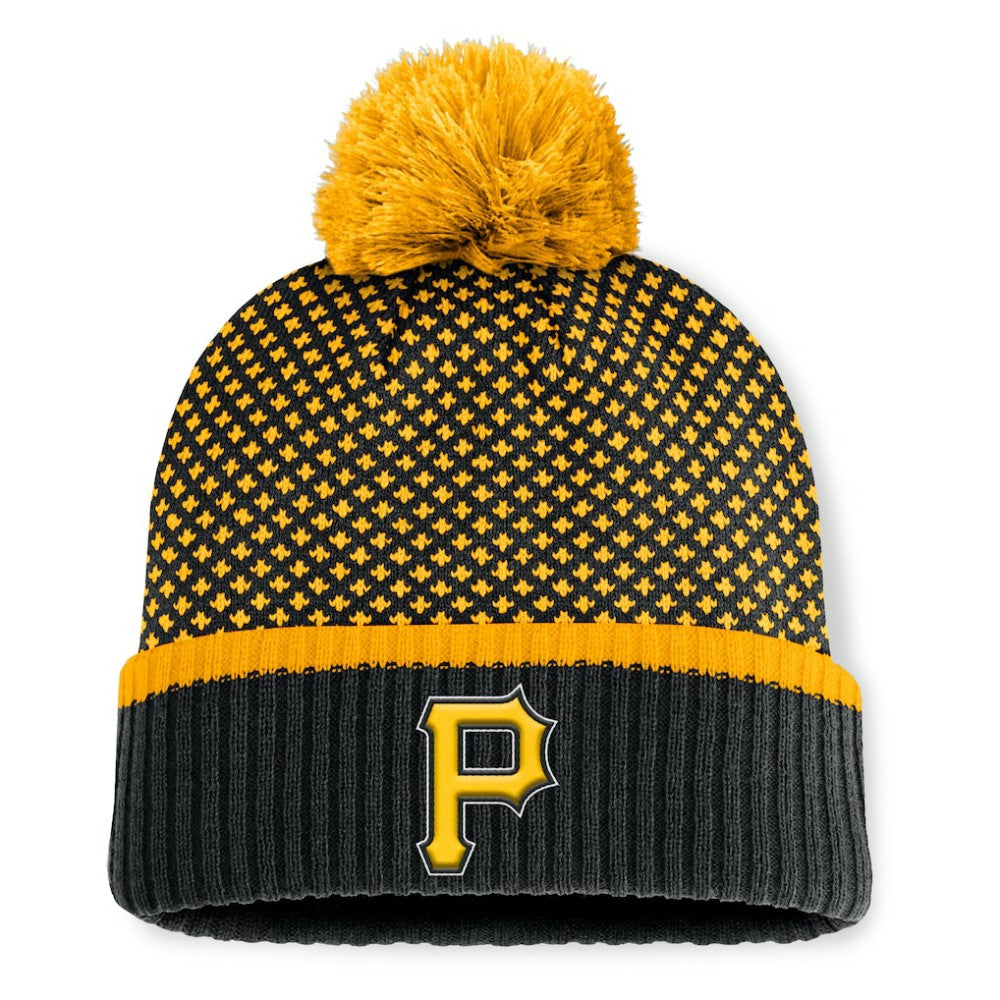 Pittsburgh Pirates Fanatics Women's Fundamental Jacquard Cuffed Knit Hat with Pom - MLB Hats