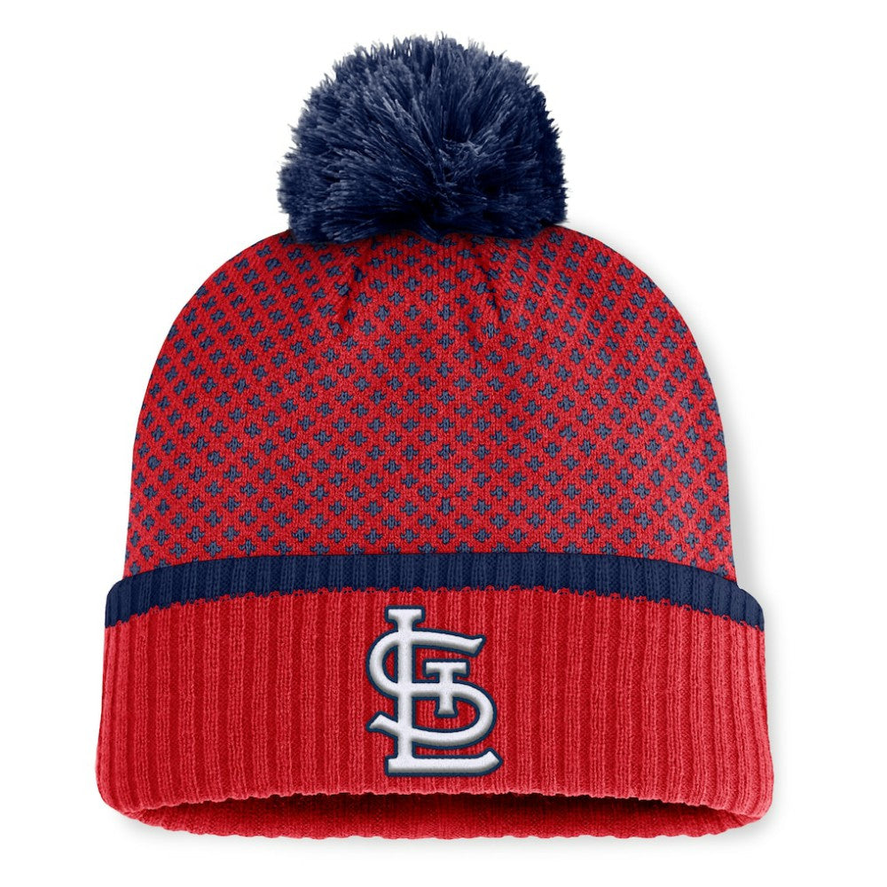 St. Louis Cardinals Fanatics Women's Fundamental Jacquard Cuffed Knit Hat with Pom - MLB Hats