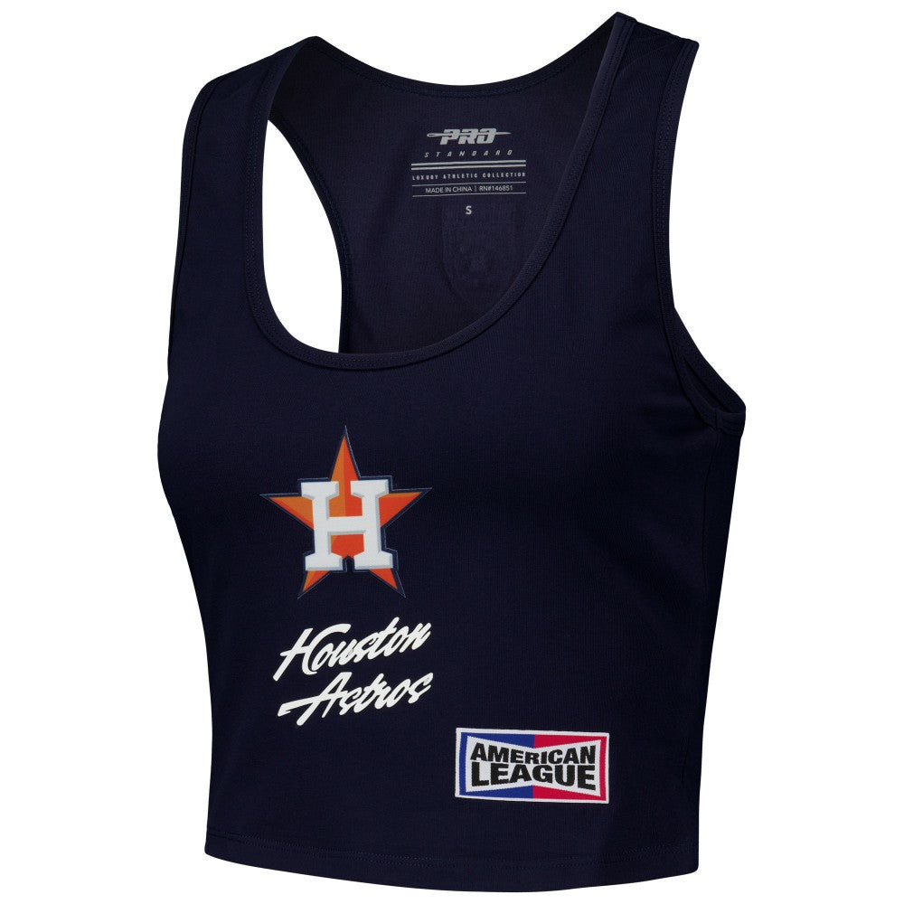 Houston Astros Pro Standard Women's Fast Lane Fitted Tri-Blend Cropped Tank Top - MLB Tanks