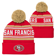 San Francisco 49ers Youth Jacquard Cuffed Knit Hat with Pom | NFL Hot