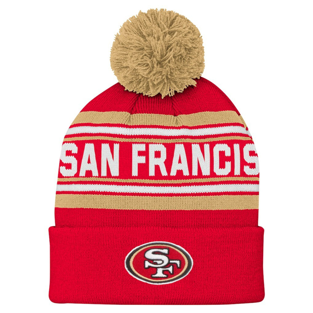 San Francisco 49ers Youth Jacquard Cuffed Knit Hat with Pom | NFL Hot