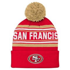 San Francisco 49ers Youth Jacquard Cuffed Knit Hat with Pom | NFL Hot
