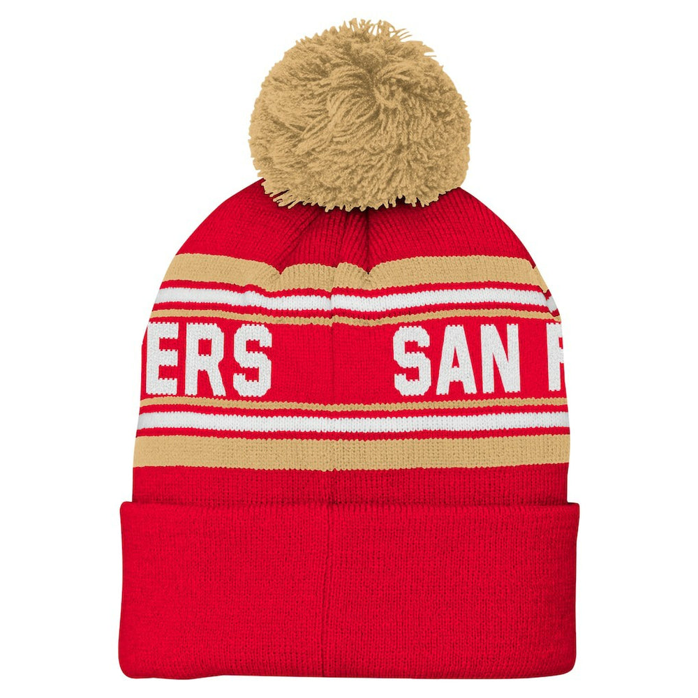 San Francisco 49ers Youth Jacquard Cuffed Knit Hat with Pom | NFL Hot