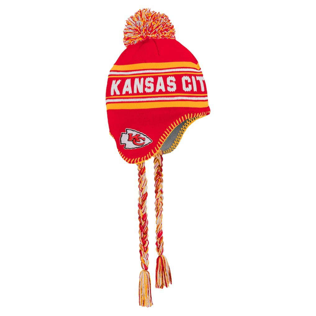 Kansas City Chiefs Youth Jacquard Tassel Knit Hat with Pom | NFL New