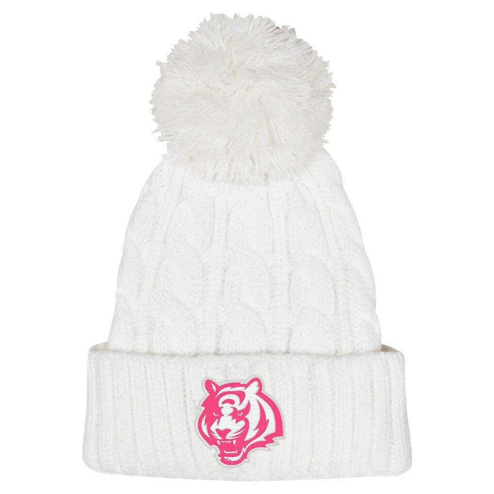 Cincinnati Bengals Girls Youth Cable Cuffed Knit Hat with Pom | NFL Near me