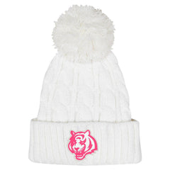 Cincinnati Bengals Girls Youth Cable Cuffed Knit Hat with Pom | NFL Near me