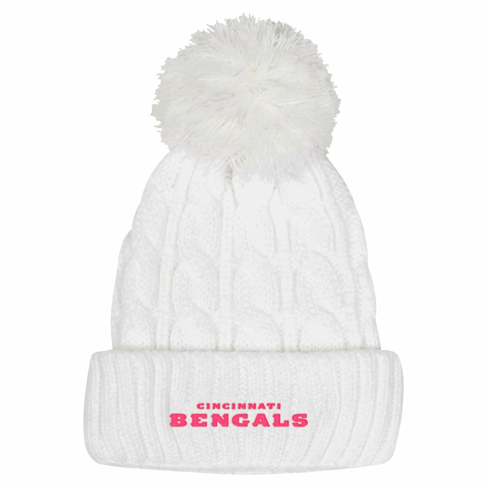 Cincinnati Bengals Girls Youth Cable Cuffed Knit Hat with Pom | NFL Near me