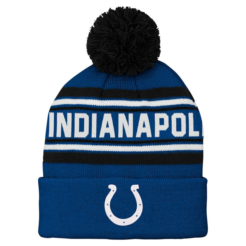 Indianapolis Colts Preschool Jacquard Cuffed Knit Hat with Pom | NFL Online