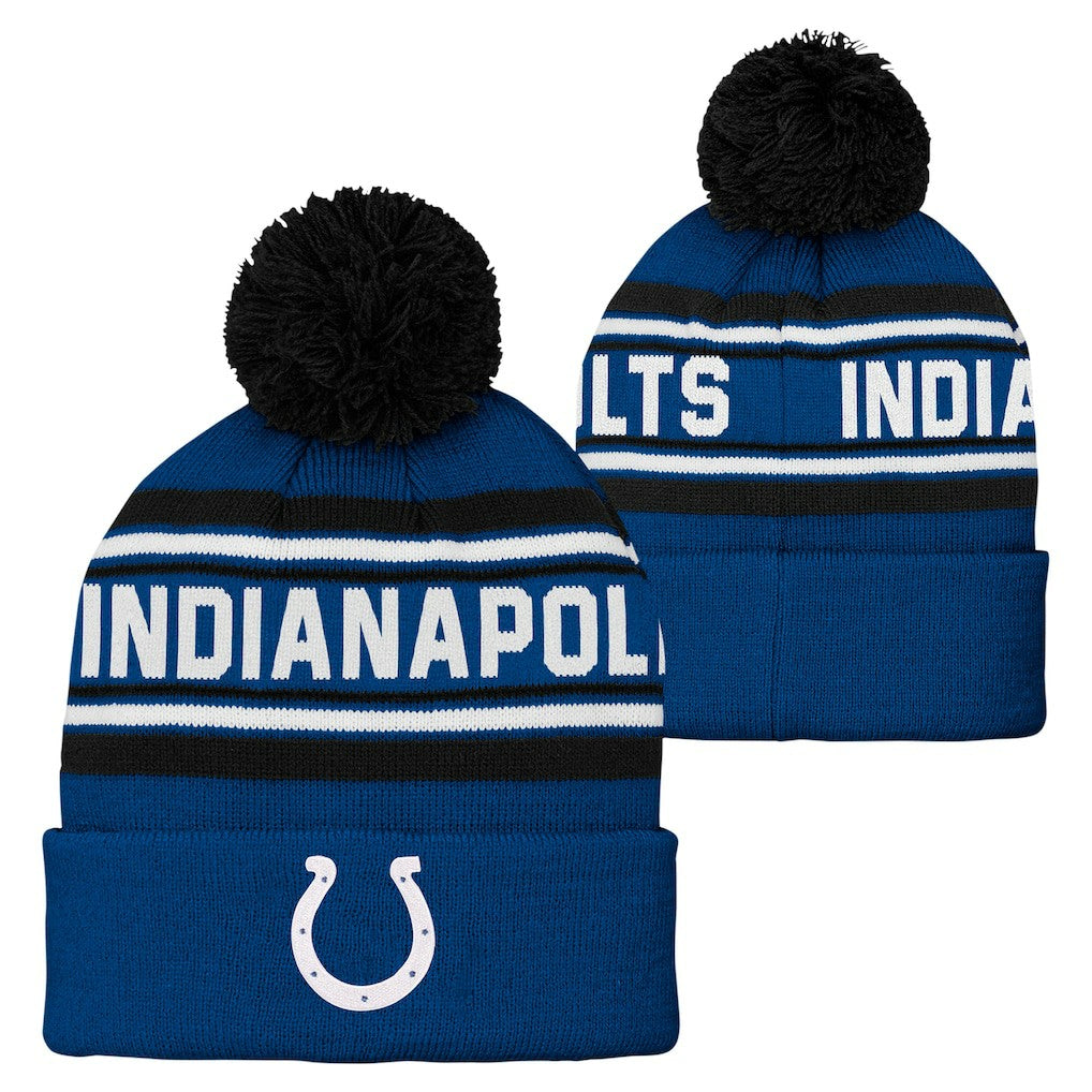 Indianapolis Colts Preschool Jacquard Cuffed Knit Hat with Pom | NFL Online