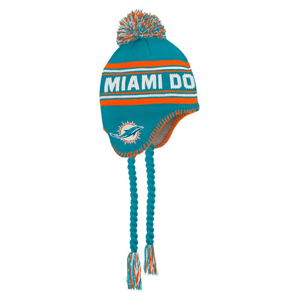 Miami Dolphins Preschool Jacquard Tassel Knit Hat with Pom | NFL US