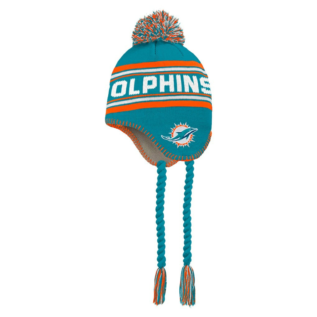 Miami Dolphins Preschool Jacquard Tassel Knit Hat with Pom | NFL US