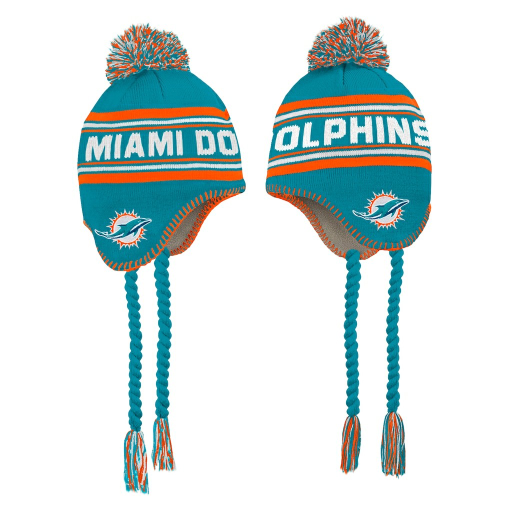 Miami Dolphins Preschool Jacquard Tassel Knit Hat with Pom | NFL US