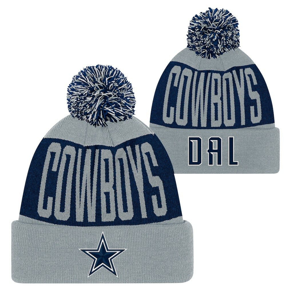 Dallas Cowboys Youth Bevel Cuffed Knit Hat with Pom | NFL US
