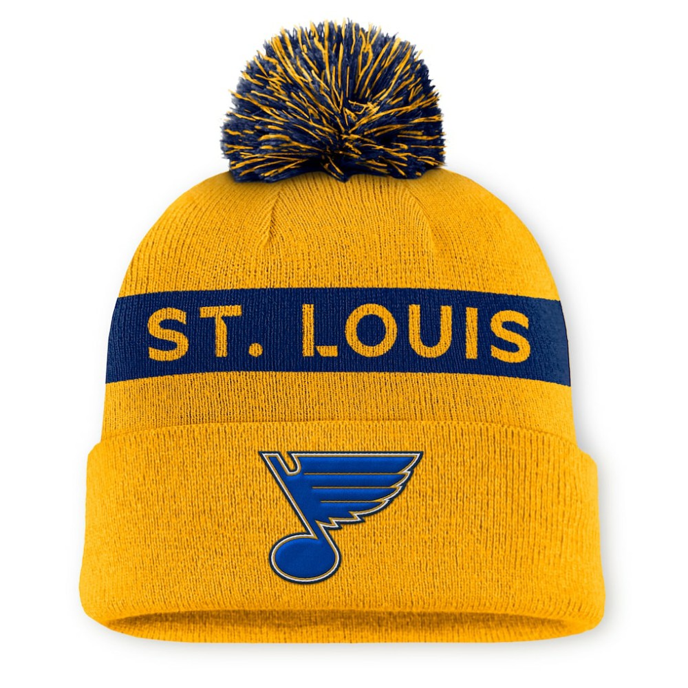 St. Louis Blues Fanatics Women's Authentic Pro Rink Cuffed Knit Hat with Pom -  NHL Hats