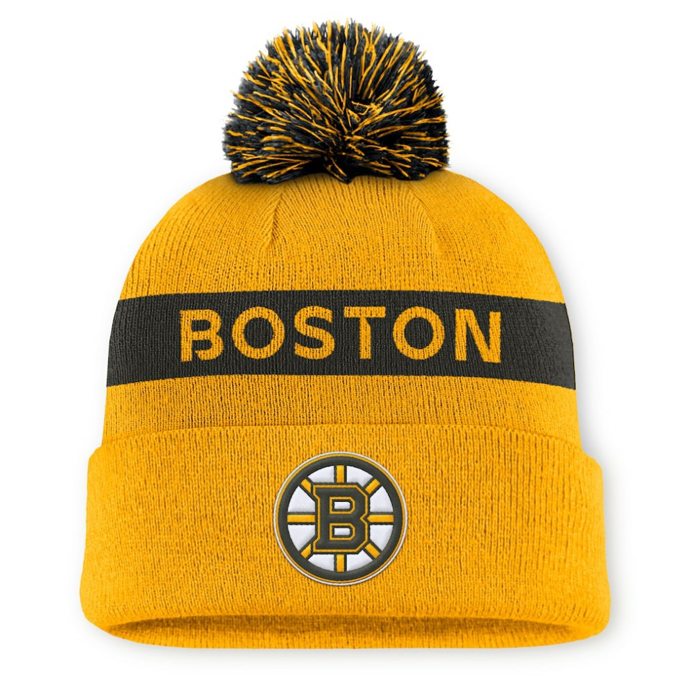 Boston Bruins Fanatics Women's Authentic Pro Rink Cuffed Knit Hat with Pom -  NHL Hats