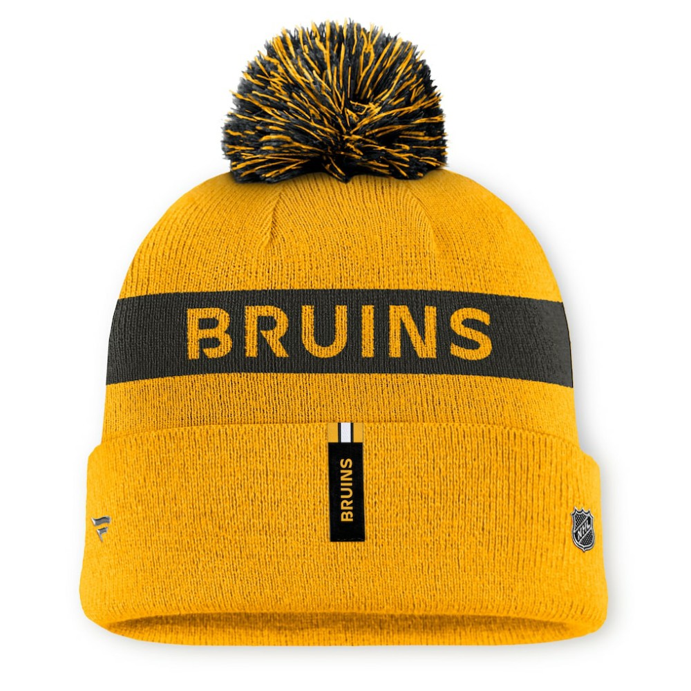 Boston Bruins Fanatics Women's Authentic Pro Rink Cuffed Knit Hat with Pom -  NHL Hats