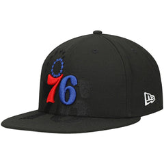 Black Philadelphia 76ers Blackout Shadow Logo 59FIFTY Fitted Hat | NBA
