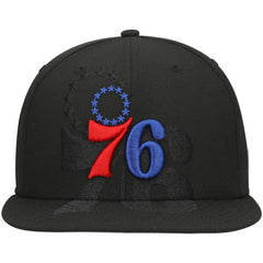 Black Philadelphia 76ers Blackout Shadow Logo 59FIFTY Fitted Hat | NBA