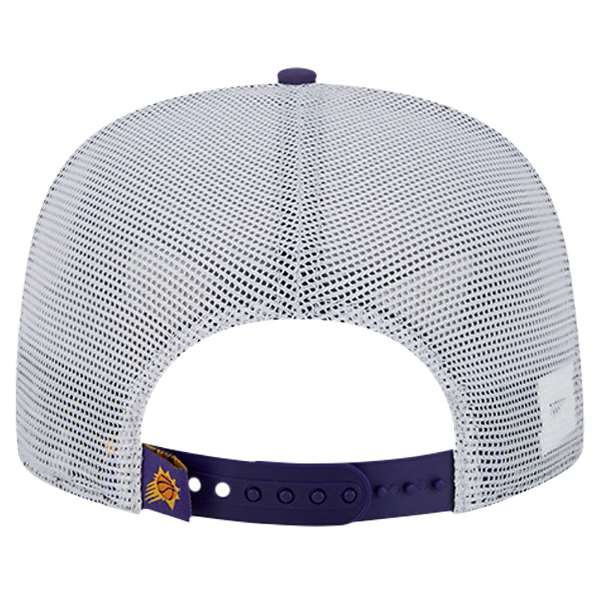 Purple Phoenix Suns Puff Print Team Code A-Frame 9FIFTY Trucker Snapback Hat | NBA