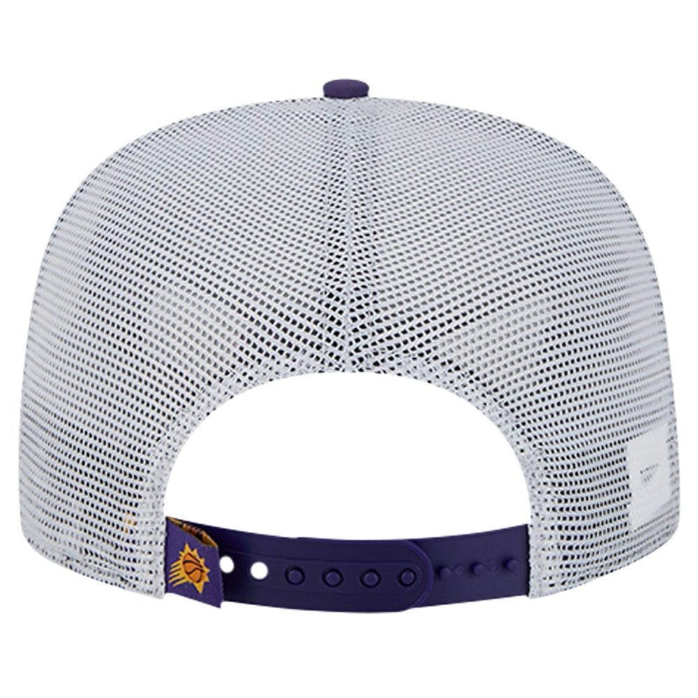 Purple Phoenix Suns Puff Print Team Code A-Frame 9FIFTY Trucker Snapback Hat | NBA