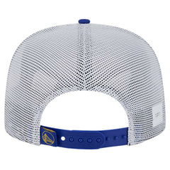 Royal Golden State Warriors Puff Print Team Code A-Frame 9FIFTY Trucker Snapback Hat sale | NBA