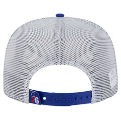 Royal Philadelphia 76ers Puff Print Team Code A-Frame 9FIFTY Trucker Snapback Hat | NBA