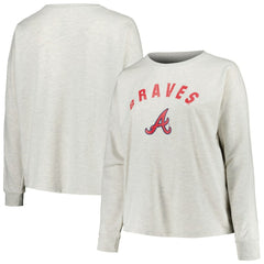 Atlanta Braves Profile Women's Plus Size French Terry Pullover Sweatshirt - MLB Pullover