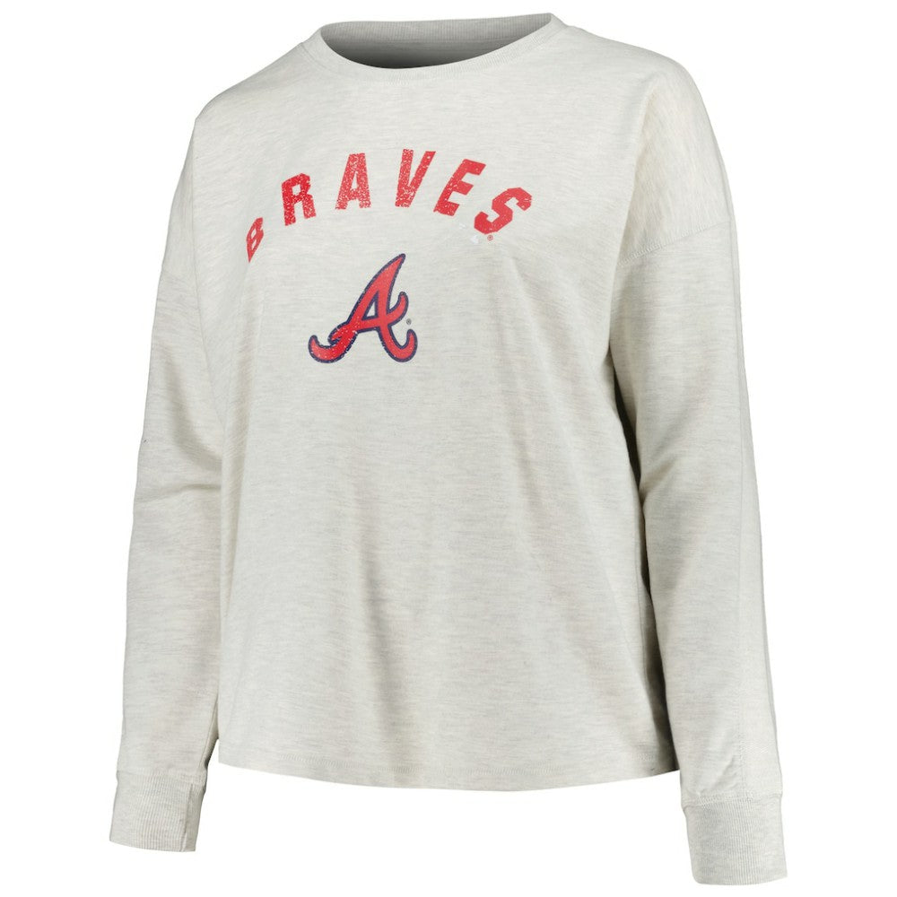 Atlanta Braves Profile Women's Plus Size French Terry Pullover Sweatshirt - MLB Pullover