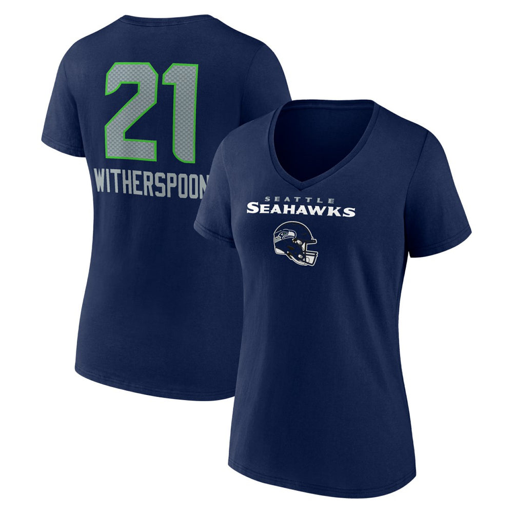 Seattle Seahawks Devon Witherspoon  Women's Team Wordmark Player Name & Number V-Neck T-Shirt | NFL Hot