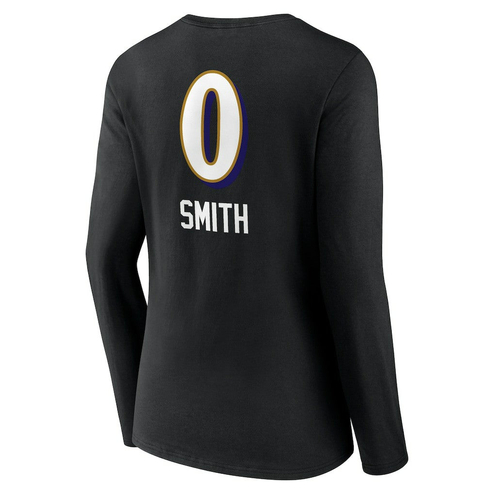 Baltimore Ravens Roquan Smith  Women's Team Wordmark Player Name & Number Long Sleeve V-Neck T-Shirt | NFL Discount