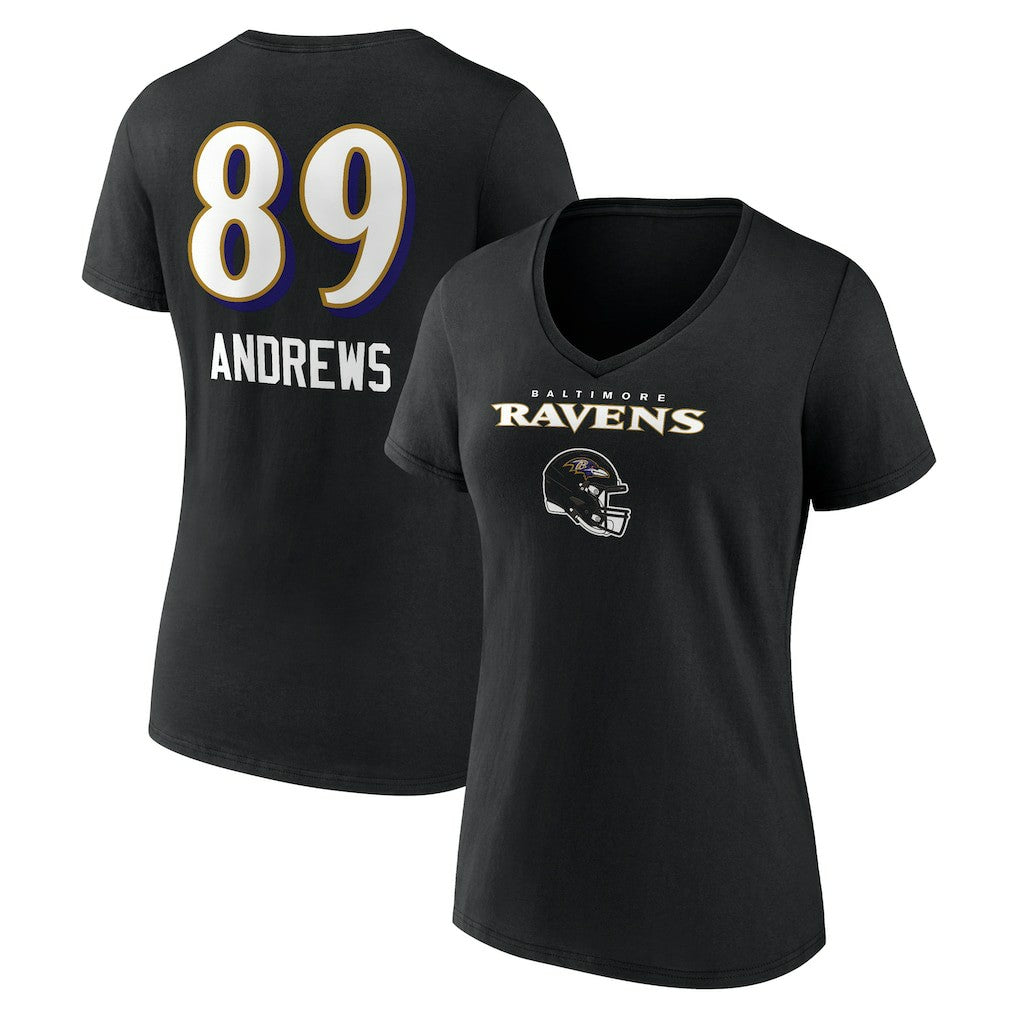 Baltimore Ravens Mark Andrews  Women's Team Wordmark Player Name & Number V-Neck T-Shirt | NFL Online