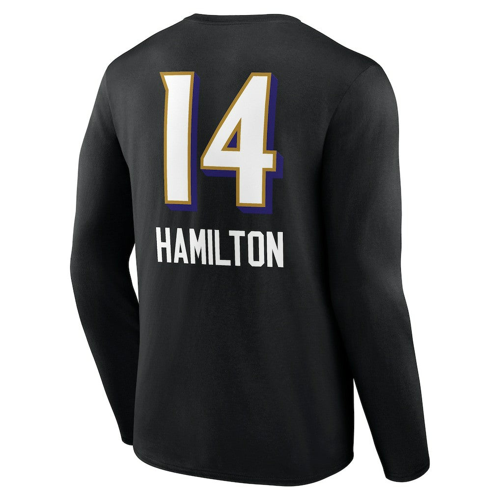 Baltimore Ravens Kyle Hamilton  Team Wordmark Player Name & Number Long Sleeve T-Shirt | NFL US