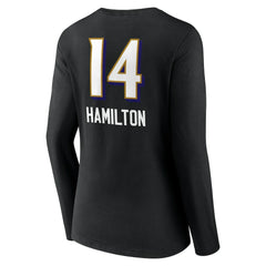 Baltimore Ravens Kyle Hamilton  Women's Team Wordmark Player Name & Number Long Sleeve V-Neck T-Shirt | NFL Discount