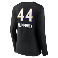 Baltimore Ravens Marlon Humphrey  Women's Team Wordmark Player Name & Number Long Sleeve V-Neck T-Shirt | NFL Hot
